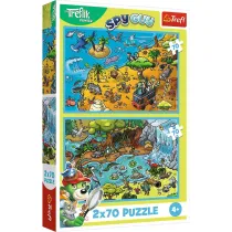 Puzzle 2x70 elementw Trefliki w Krainie Zwierzt