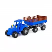 Traktor "Majster" niebieski z przyczep nr 2 w siatce Polesie