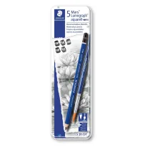 Staedtler O��wki akwarelowe Mars Lumograph z p�dzelkiem, 4B do 8B, metalowe pude�ko, 5 sztuk