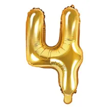 PartyDeco Balon foliowy Cyfra "4", 35cm, z�oty