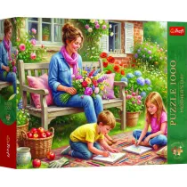 Puzzle 1000 Premium Plus Rodzina w ogrodzie Trefl