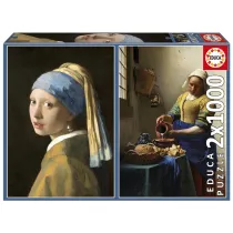 Puzzle 2 x 1000 el. Dziewczyna z per / Mleczarka, Johannes Vermeer Educa