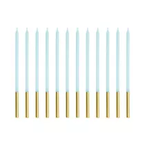 PartyDeco wieczki urodzinowe gadkie bkitne 14cm 12szt