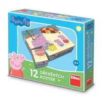 Klocki drewniane obrazkowe winka Peppa 12el