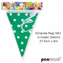 Penword Girlanda flagi w kropki zielona 27.5cmx6m