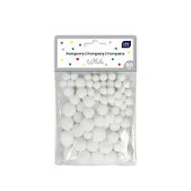 Interdruk Pompony do dekoracji 80 szt White
