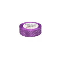 Wst��ka satynowa w kropki fioletowa 25mm x 22m