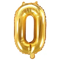 PartyDeco Balon foliowy Cyfra "0", 35cm, z�oty