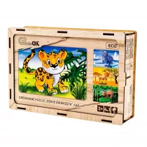 Puzzle drewniane 4w1 dzikie zwierzta PuzzleOK