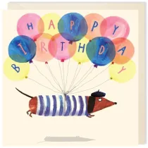 Karnet kwadrat 055 Urodziny Lataj�cy jamnik