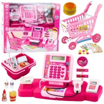 Zestaw sklepowy kasa + koszyk z dwikiem Leantoys