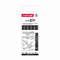 Uni Mitsubishi Pencil Cienkopis kre�larski PIN 200 Calligraphy r�ne ko�c�wki czarny 5 szt.