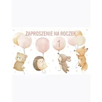 Zaproszenie Z 160x95 Urodziny Roczek zest. 60085 Dzieci�ce - Baby, Dzieci�ce, Dziewczynka, Roczek, Urodziny, Zwierz�ta