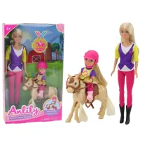 Lalka Anlily z dzieckiem i kucykiem LeanToys