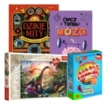 Pakiet: Dzikie mity. Wierzenia i m�dro�ci z natury, �wicz i trenuj m�zg. Kreatywne �amig��wki, Gor�cy Ziemniak. Junior. Mini, Puzzle 100 el. �wiat dinozaur�w