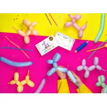 PartyDeco Balony modeliny pastelowe pompka mix 130 cm