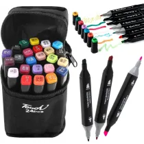 Trifox Markery dwustronne w torbie 24 kolory