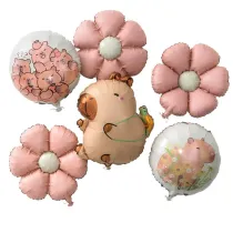 dpCraft Balony foliowe matowe kapibara - stokrotka 6 szt