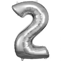 Amscan Balon foliowy cyfra 2 srebrna 57x86cm