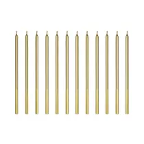 PartyDeco �wieczki urodzinowe g�adkie z�ote 14cm