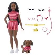 Barbie Jednakowa stylizacja Lalka i piesek - Paski Mattel