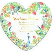 Laurka dwustronna Serce Babcia - Paw w tulipanach