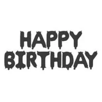 PartyDeco Balon foliowy Happy Birthday 340x35cm czarny