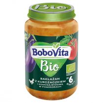 BoboVita Kurczaczek z bakłażanem i komosą ryżową w pomidorach po 6 miesiącu 190 g Bio