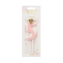 PartyDeco �wieczka urodzinowa 5 jasny r�owy 9.5cm