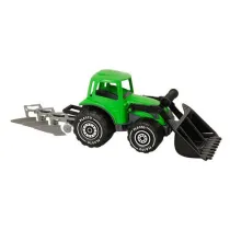Traktor z adowaczem i pugiem 52cm zielony Plasto