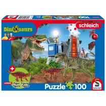 Puzzle 100 el. Schleich Dinozaury + figurka Schmidt