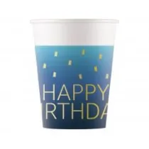 Kubeczki papierowe Happy Birthday 200ml 8szt