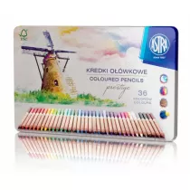 Astra Kredki owkowe drewno cedrowe metalowe pudeko 36 szt.