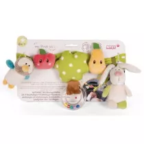 NICI 48512 Grzechotka do wzka Krlik i sowa 40cm z 5 figurkami do zawieszenia