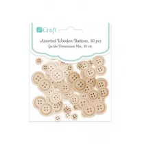 Dalprint Guziki drewniane naturalne mix 30 szt.