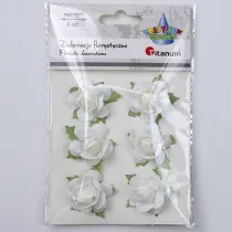Titanum Papierowe r�e na druciku 40mm bia�e 6 szt.