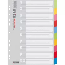 Przekadki A4 Office Products karton 223x297mm 10 kart mix kolorw