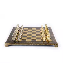 Classic Metal Staunton Zestaw szachowy, plansza 44cm, brzowa Manopoulos