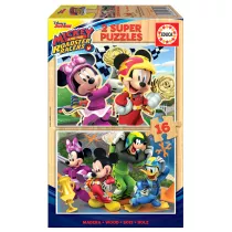 Puzzle drewniane 2 x 26 el. Myszka Miki i rani rajdowcy Educa