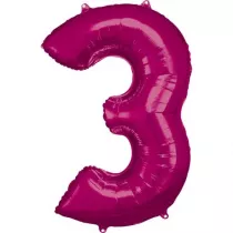 Amscan Balon foliowy cyfra 3 r�owa 58x86cm