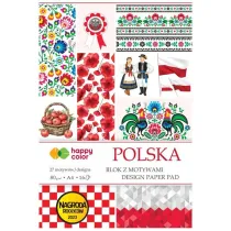 Blok z motywami POLSKA, 80g/m2, A4, 16 ark., 27 motyw�w, Happy Color