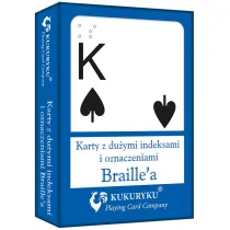 Karty do gry niebieskie z du�ymi indeksami i znakami Braile'a Kukuryku