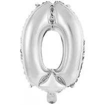 Amscan Balon foliowy mini cyfra 0 srebrna 30,5x40cm