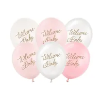 PartyDeco Balony Welcome Baby mix r�owy 30cm