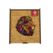Puzzle 90 drewniane A4 Lew Panta Plast