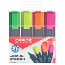 Office Products Komplet zakrelaczy fluorescencyjnych 4 kolory 4 szt.