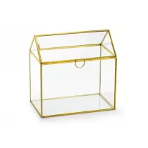 PartyDeco Szklane pude�ko na koperty z�oty 13x21x21cm