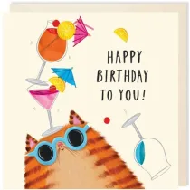 Karnet kwadrat 176 Urodziny Kot z kotajlami