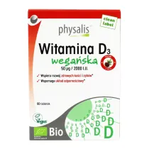 Physalis Witamina D3 vegan 50 µg (2000 j.m) suplement diety 80 tab. Bio