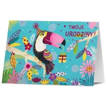 Pan Dragon Karnet B6 HM-200 Urodziny tukan, przestrzenny HM-200-2808